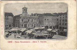 1905 Udine, Piazza Mercatonuovo, Chiesa S. Giacomo / market, church (EB)