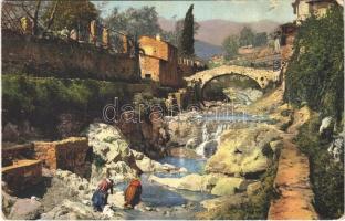 1922 Sanremo, San Remo; Riviera di Ponente / bridge, washerwomen (small tear)