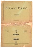 1903 A Rozsnyói Hiradó folyóirat negyedszázados fönnállására kiadott ünnepi száma. Hajtásnál szakadá...