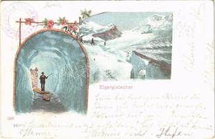 1901 Eigergletscher (Lauterbrunnen) / Eiger Glacier, ice cave, interior. Art Nouveau, floral, litho (fa)
