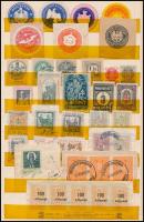1879-1950 Magyar és külföldi levélzárók, illetékbélyegek, privát postabélyegek, összesen 82 db, A/4-es berakólap mindkét oldalán