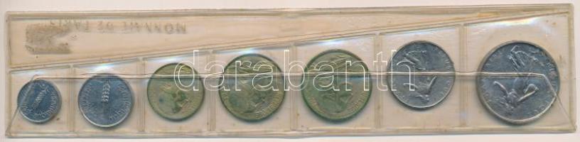 Franciaország 1964. 1c-5Fr (7xklf, közte 1964. 5Fr Ag) forgalmi sor fóliatokban T:1-2 patina
France...