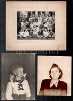 cca 1900-1950 össz 11 db fotó, portrék, iskolai csoportképek, részben keményhátú fotó kartonon, kopo...