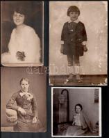 cca 1900-1950 össz 11 db fotó, portrék, iskolai csoportképek, részben keményhátú fotó kartonon, kopo...