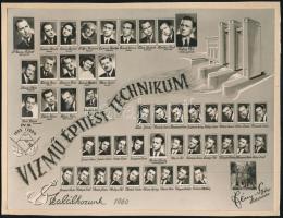 1956-1959 2 db tablófotó (XIII. ker. Jász utcai Általános Iskola, békéscsabai Vízműépítési Technikum), 16x21 cm, 18x24 cm