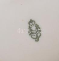 Porcelán cukortartó virág dekorral, matricás, jelzett, fedelén apró sérüléssel, m: 9,5 cm