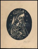 Molnár C. Pál (1894-1981): Mária a kisdeddel. Fametszet, papír, utólagos jelzéssel, 11,5x9 cm