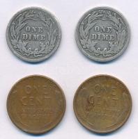 Amerikai Egyesült Államok 1910-1912. 1d Ag "Barber" (2xklf) + 1944-1945. 1c Cu "Linco...