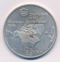 Kanada 1973. 5$ Ag Montreali olimpia - Észak-Amerika térkép T:BU  Canada 1973. 5 Dollars Ag Montreal Olympic Games - North American map C:BU  Krause KM#85
