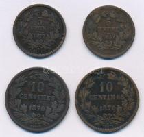Luxemburg 1854-1870. 5c-10c Br (4db, 3xklf) T:2-,3 Luxembourg 1854-1870. 5 Centimes - 10 Centimes Br (4pcs, 3xdiff) C:VF,F Krause KM#22, KM#23