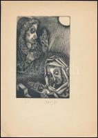 Molnár C. Pál (1894-1981): Olvasás. Fametszet, papír, utólagos jelzéssel, 17×11 cm