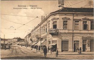 1910 Belgrade, Beograd; Rue de Kolarac / street view, shops (EK)