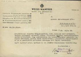 1943-1948 4 db Weiss Manfréd fejléces levél és számla