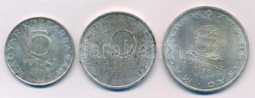 1948. 5Ft Ag "Petőfi" + 10Ft Ag "Széchenyi" + 20Ft Ag "Táncsics" "...