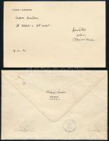 1939 Márai Sándor (1900-1989) író autográf sorai és aláírása fejléces levélpapírján, aláírt borítékkal, Vass László (1905-1950) újságíró, kritikusnak a Magyarország c. lap szerkesztőjének.