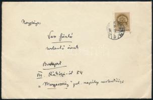 1939 Márai Sándor (1900-1989)  író autográf sorai és  aláírása fejléces levélpapírján, aláírt boríté...