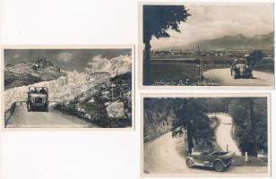 7 db RÉGI külföldi képeslap: autók / 7 pre-1945 European postcards: automobiles