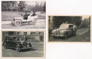 3 db RÉGI külföldi képeslap: autók / 3 pre-1945 European postcards: automobiles