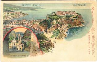 Monte Carlo, Vallon et Chapelle Ste Devote / general view, chapel. B. Sirven litho (EK)