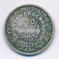 Marokkó 1953. 100Fr Ag T:2 patina Morocco 1953. 100 Francs Ag C:XF patina Krause Y#52