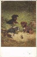 1918 Hochwildjagd / dogs with beetle. G.G.W. II. Nr. 197. s: Reichert (EB)