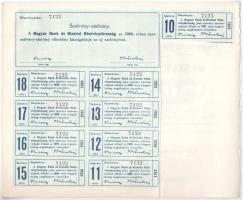 Budapest 1926. "Magyar bank és bizalmi részvénytársaság" részvénye 10P-ről, szelvényekkel,...