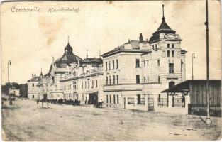 1916 Chernivtsi, Czernowitz, Cernauti, Csernyivci; Hauptbahnhof / railway station + "M. kir. budapesti 29. honvéd gyalogezred parancsnokság" (EK)