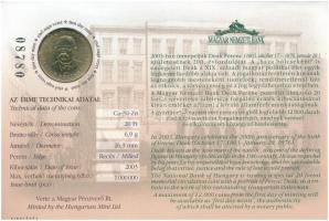 2003. 20Ft "Deák Ferenc" elsőnapi veret, számozott "08780" emléklapon T:1