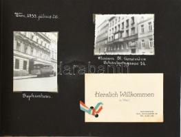 cca 1935 Ausztriai, dunai utazáson készült fotóalbum. 62 db fotó, rajzolt térkép, jegyek igényes albumban