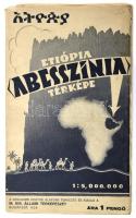 cca 1935 Etiópia/Abesszínia térképe. 1:5,000.000. Bp., M. Kir. Állami Térképészet, foltos, a borítón kis szakadásokkal, 60x47,5 cm