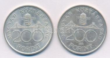 1993. 200Ft Ag "MNB" (2x) T:1- Adamo F13