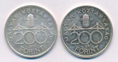 1992. 200Ft Ag "MNB" (2x) T:1- Adamo F13