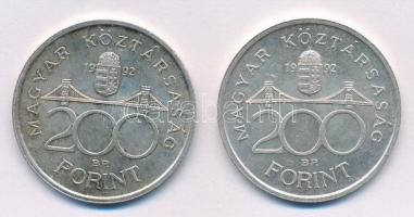 1992. 200Ft Ag "MNB" (2x) T:1- Adamo F13