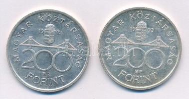 1992. 200Ft Ag "MNB" (2x) T:1- Adamo F13