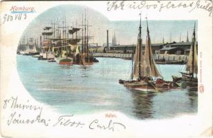 1900 Hamburg, Hafen / port, sailing vessels, boats (EK)