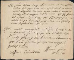 1847 Adományról szóló levél Barna János hadnagy aláírással