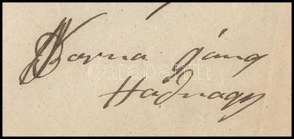 1847 Adományról szóló levél Barna János hadnagy aláírással