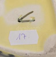 Retro iparművész bonbonier v. ékszertartó fedéllel, mázas kerámia, jelzett, apró kopásnyomokkal, máz...