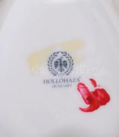 Hollóházi porcelán szeder mintás tálka, levél formájú, csavart füllel, matricás, jelzett, apró kopás...