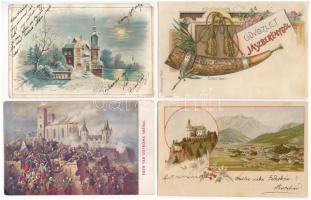 4 db RÉGI képeslap lithokkal / 4 pre-1945 postcards with lithos