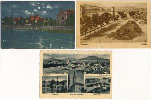 3 db RÉGI magyar város képeslap: Tapolca, Balatonföldvár, Budapest / 3 pre-1955 Hungarian town-view postcards