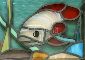 Ólomüveg díszüveg. Csikóhalas rajzolat, vizi világ, fürdőszoba ablakhoz. Duplán, hőszigetelő üveggel...