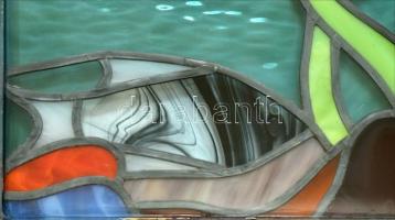 Ólomüveg díszüveg. Csikóhalas rajzolat, vizi világ, fürdőszoba ablakhoz. Duplán, hőszigetelő üveggel...