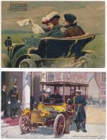 2 db RÉGI motívum képeslap: autók / 2 pre-1945 motive postcards: automobiles