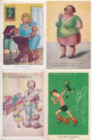 9 db VEGYES művész motívum képeslap: humor / 9 mixed art motive postcards: humour