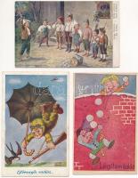 10 db RÉGI művész motívum képeslap: humor, gyerek / 10 pre-1945 art motive postcards: humour, children