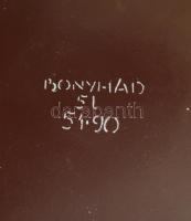 Zománcozott fém zsíros bödön, kopásokkal, m: 24,5 cm