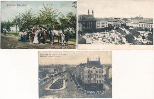 11 db RÉGI külföldi és történelmi magyar város képeslap vegyes minőségben / 11 pre-1945 European and historical Hungarian town-view postcards in mixed quality