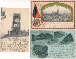 6 db RÉGI külföldi város képeslap vegyes minőségben, lithokkal / 6 pre-1905 European town-view postcards in mixed quality, some lithos