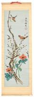 Kínai bambuszra festett fali kép, Kézzel festett, feltekerhető kép 30x90 cm